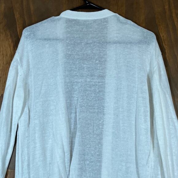 Ann Taylor Womens Sweater White Open Front Sheer Cardigan Normcore Medium - Picture 10 of 11